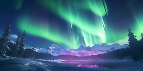 Mesmerizing Northern Lights Aurora Borealis,Awe-inspiring Northern Lights display with empty space for text