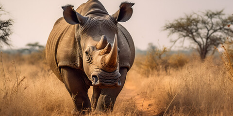 Rhino Running Image,Cape Buffalo Image