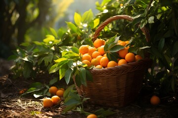 orange fruit with green leaves on the wood