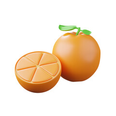 Orange fruit 3d illustration