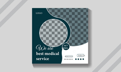 Vector medical social media post design template .