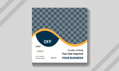 Vector square business web banner design template. Suitable for social media post, instagram story and web ads.