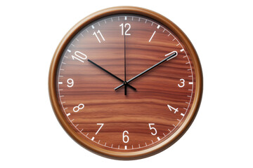 Wooden Wonder: Timeless Charm in a Wood-Crafted Clock Isolated on Transparent Background