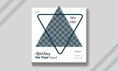 Vector modern editable travel social media post design template.