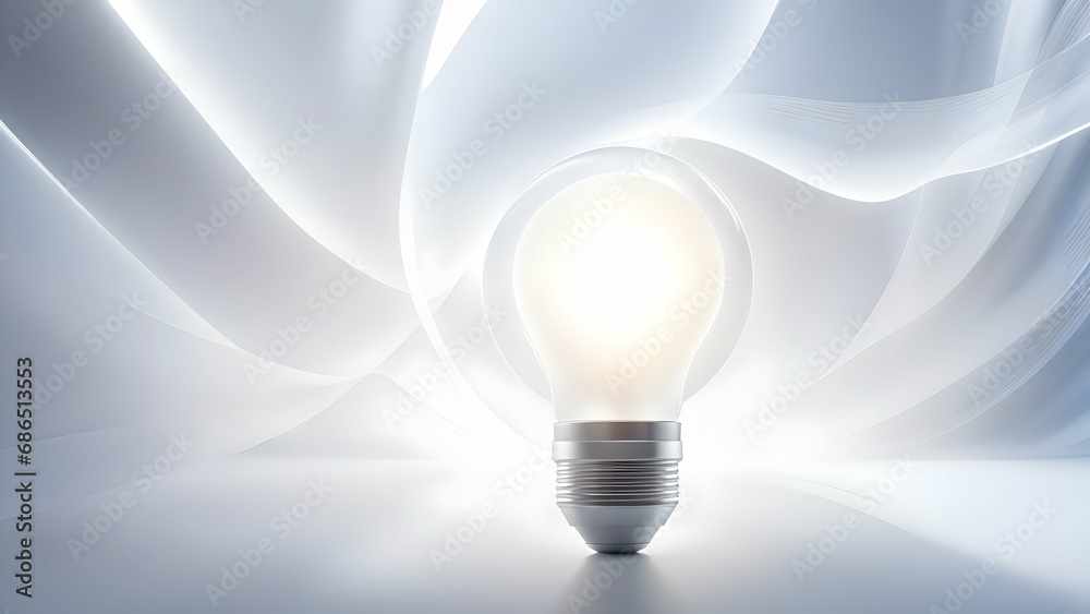 Wall mural light bulb on white background with copy space.
