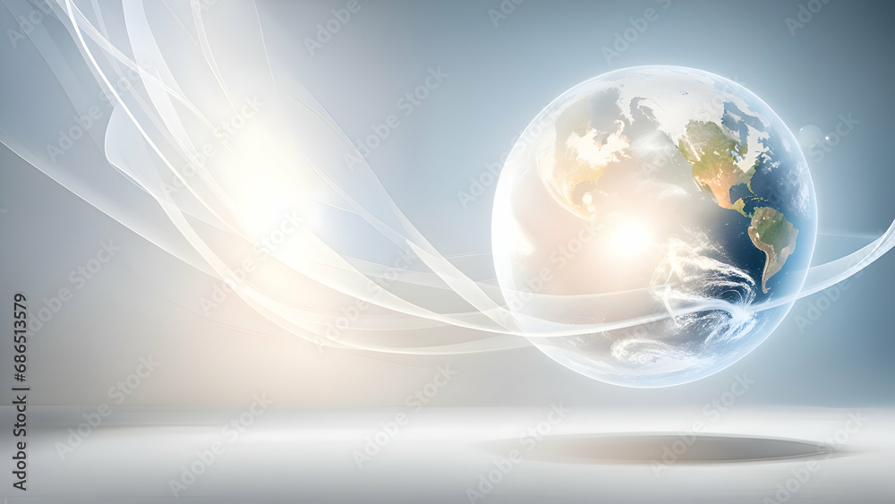 Canvas Prints globe and wave background.