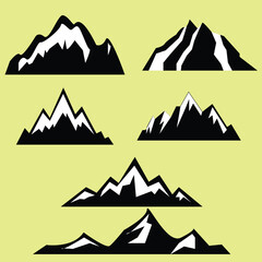 8 Mountain silhouette, set of  rocky mountain silhouette. bundle vector design