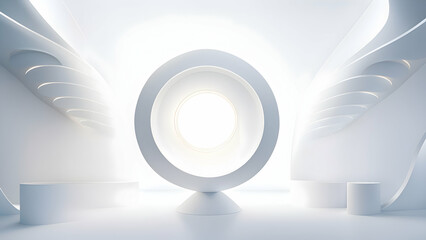Modern white reception interior. 3d render illustration mock up. Interior design concept