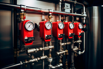 Water pipe engineering, clean line watering transport system in the modern boiler room.