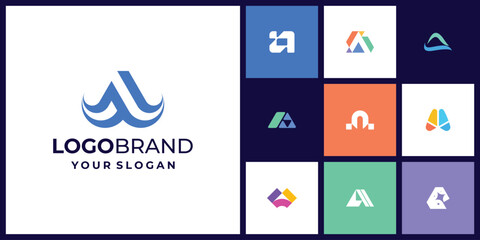 Abstract letter A logo design vector collection