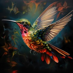 Fototapeta premium hummingbird in flight with abstract background