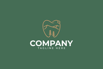 dental clinic logo design with mountain and forest scene for orthodontist business