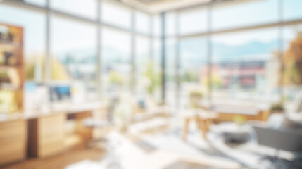 Photograph a contemporary office with abundant - blured interior background for your presentation, copy space