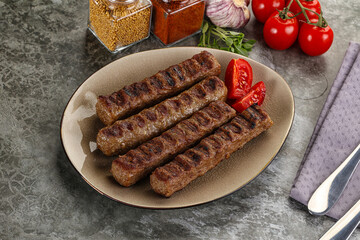 Grilled beef kebab minced meat