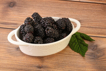 Natural organic blackberry in the bowl