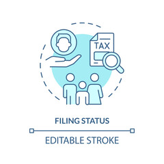 Filing status soft blue concept icon. Determine eligibility for financial benefit. Criteria for taxpayers. Round shape line illustration. Abstract idea. Graphic design. Easy to use in blog post