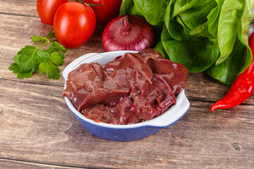 Raw chicken liver for cooking