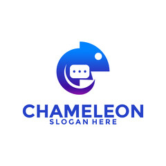 Chameleon Chat logo vector design template, Online Business logo icon