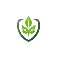 Low-emission vehicle filled gradient logo. Sustainability business value. Leaf and shield simple icon. Design element. Created with artificial intelligence. Ai art for corporate branding, website - obrazy, fototapety, plakaty