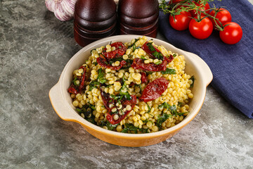 Vegetarian Pasta ptitim with vegetables