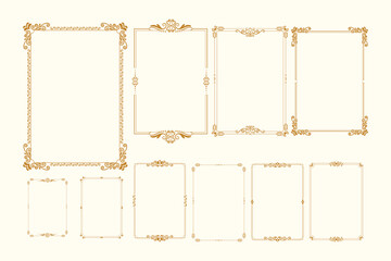 Golden Vintage frame Ornament in A4 Size.Golden Border ornament.Suitable for wedding invitation card. golden Calligraphic frame.