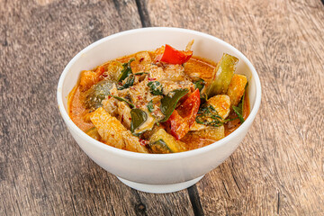Thai red spicy curry with chicken