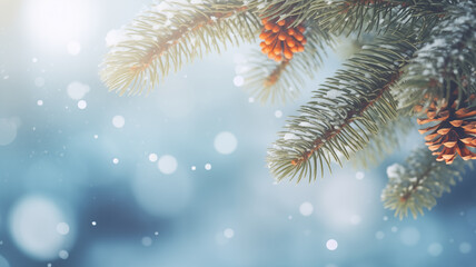 Fototapeta na wymiar Magical christmas tree blur background, elegant festive decor.Created with Generative AI technology.