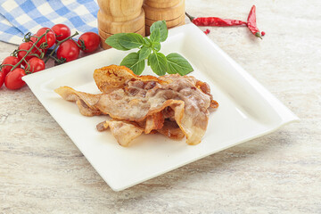 Fried pork bacon for breakfast