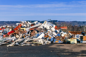 Scrap yard with scrap metal