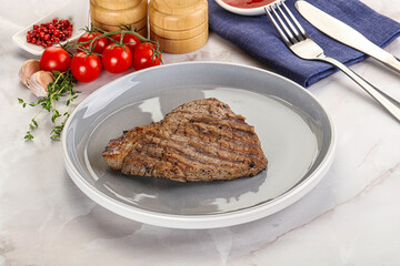 Grilled marble beef steak with sauce