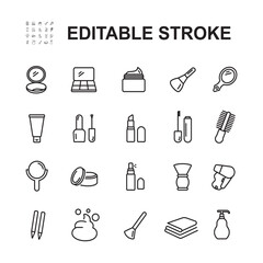 Set of Cosmetics and Makeup Icons In Line Style. 