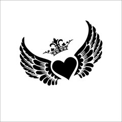 Abstract Elegance Black and White Vector 'Love' Tattoo Design