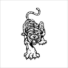 Realism Touch Striking Black and White Tiger Tattoo Design