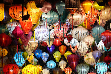 Colorful Lanterns at a Vietnamese Market