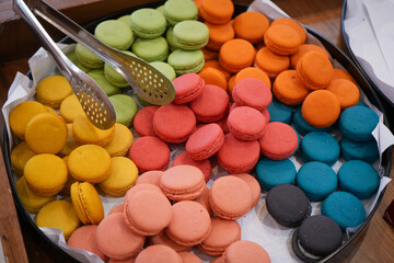 Macarons in Rainbow Colors, with serving tool - French Cuisine in Vietnam 