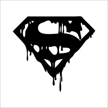 Superman's Might Black Vector Art with Distressed Paint Style