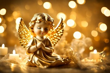 christmas angel with golden stars