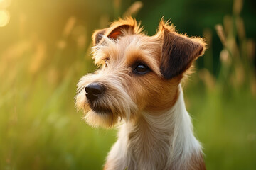 Portrait of terrier in the summer park