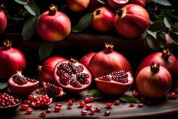modern kitchen with red and white walls,Kitchen with pomegranates