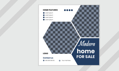 Real estate home Instagram social media post vector design template.
