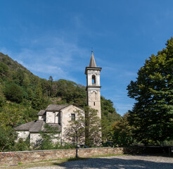 Fototapeta na wymiar The church of Orrido Sant' Anna, Cannobio, Italy