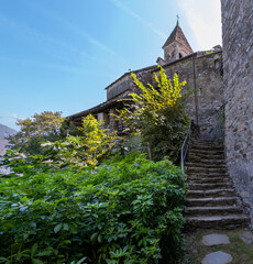 Church of St Gotthard (14th century), located in the beautifully preserved medieval village Carmine Superiore. Cannobio. Italy