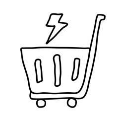 flash sale trolley of hand drawn e-commerce icons