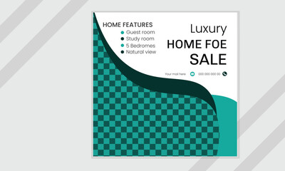 Real estate home Instagram social media post vector design template.