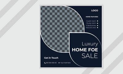 Real estate home Instagram social media post vector design template.