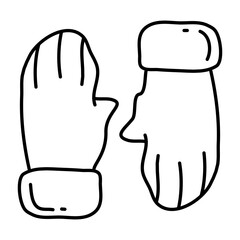 hand gloves of winter hand drawn icons