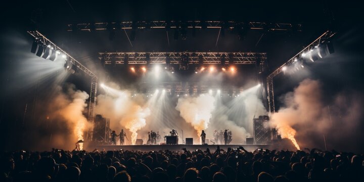 Dramatic stage lights with smoke effect