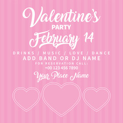 Fototapeta na wymiar Valentine's day party poster flyer or social media post design