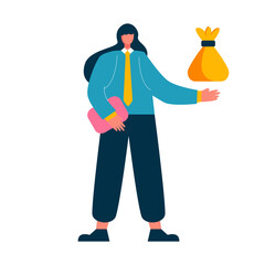 Business girl character set flat illustrations