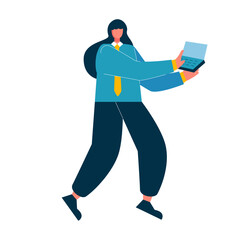 Business girl character set flat illustrations